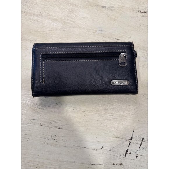 Montana West Color Sugar Skull Embroidered Black Wallet With Rhinestone Accents - Picture 6 of 7